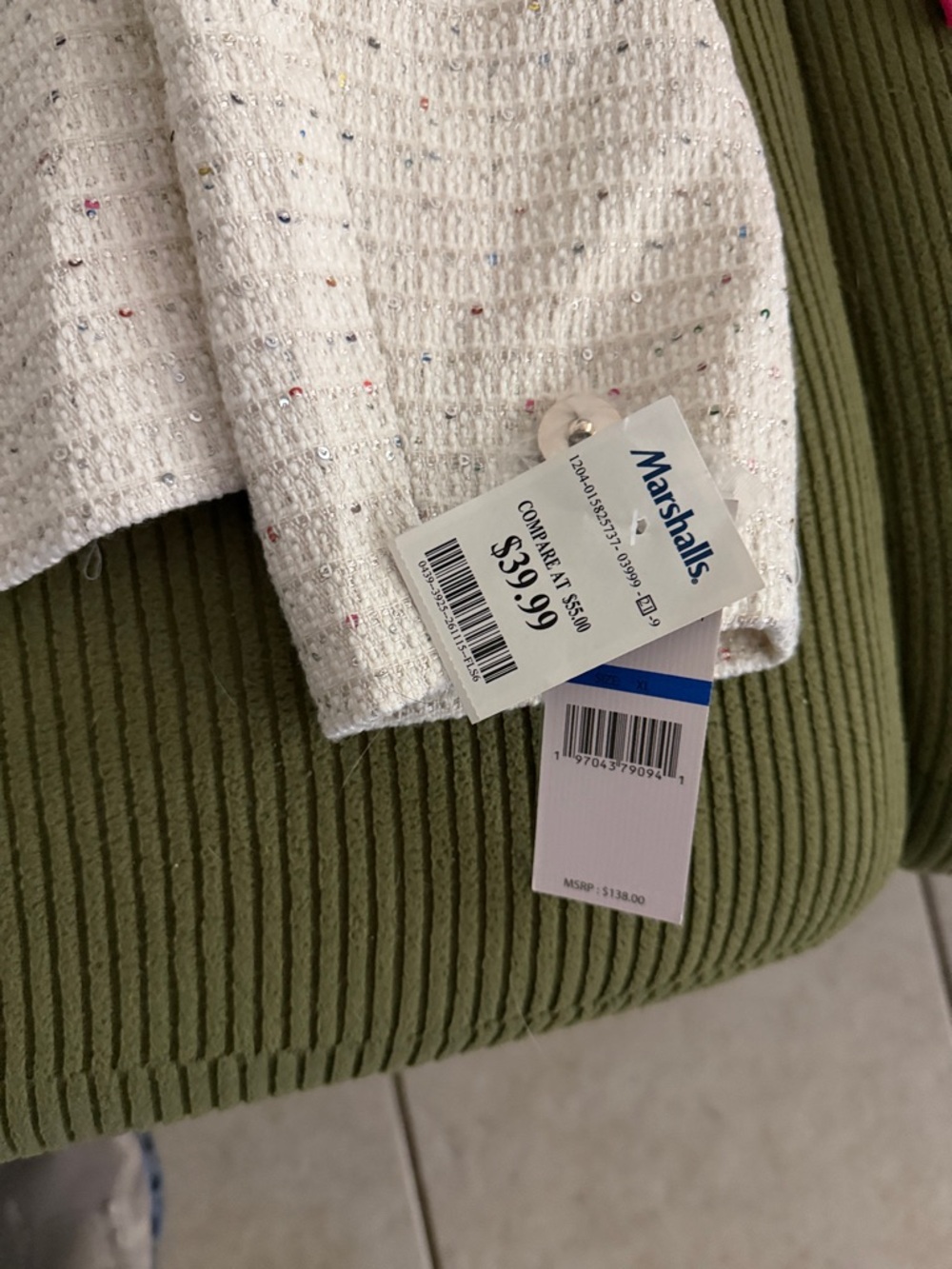 Nanette Lepore Cream Textured Tweed Cropped Blazer - Picture 2 of 3
